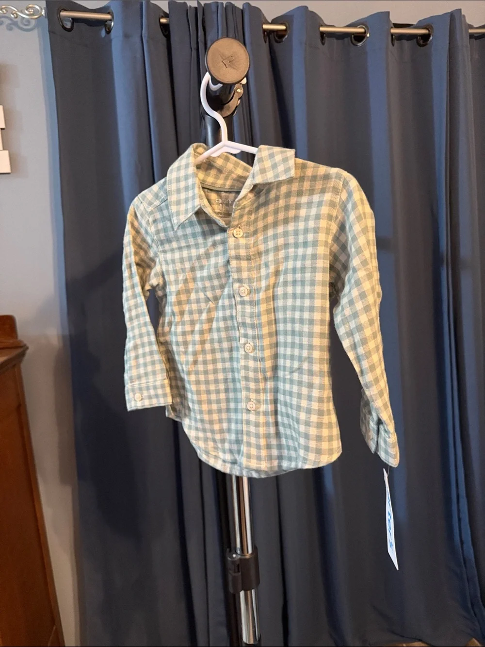 Carter's Boys Light Blue & White Gingham Button-Down Shirt